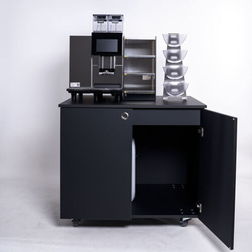 Massgeschneiderte Möbel für Kaffeemaschine Holz auf Rollen
